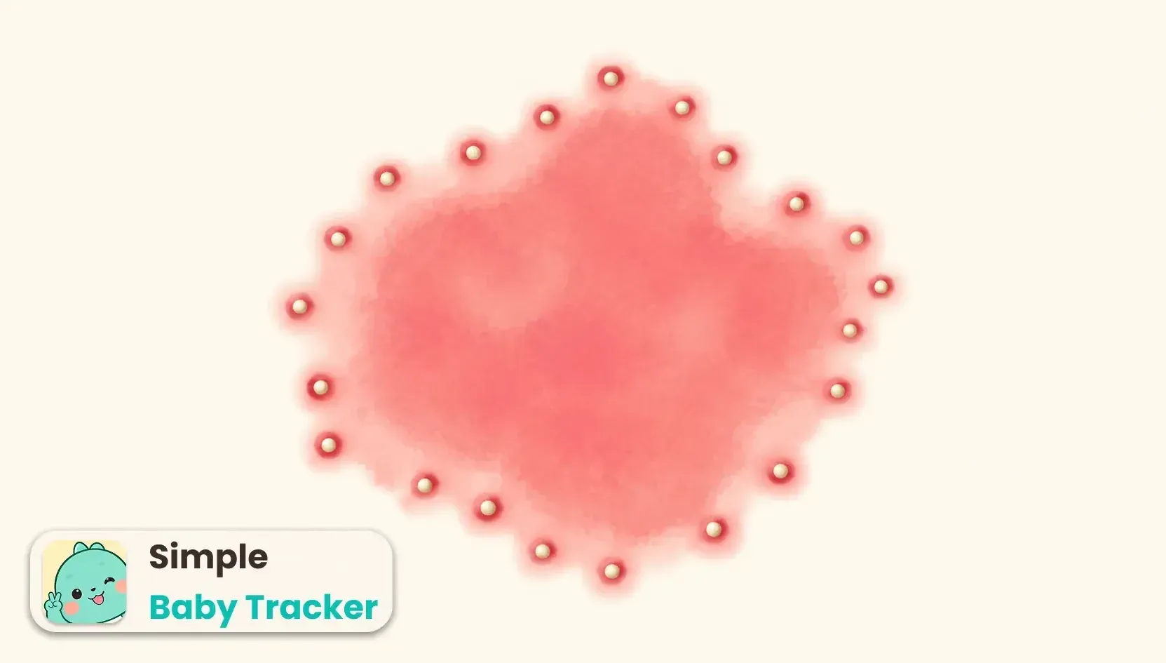 Schematic diagram of a rash patch showing central erythema with small satellite pustules arranged around its outer margin