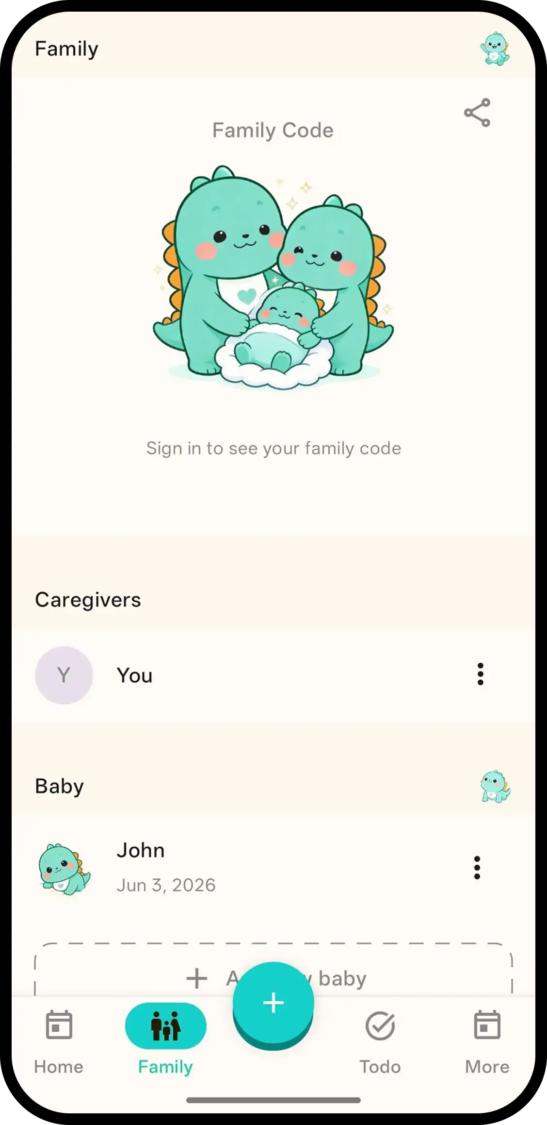 Family code and baby details