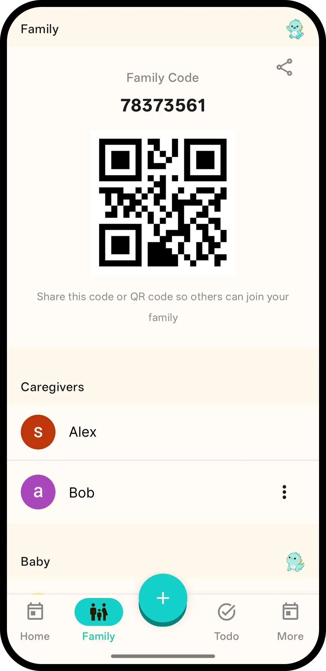 Family caregivers and baby list