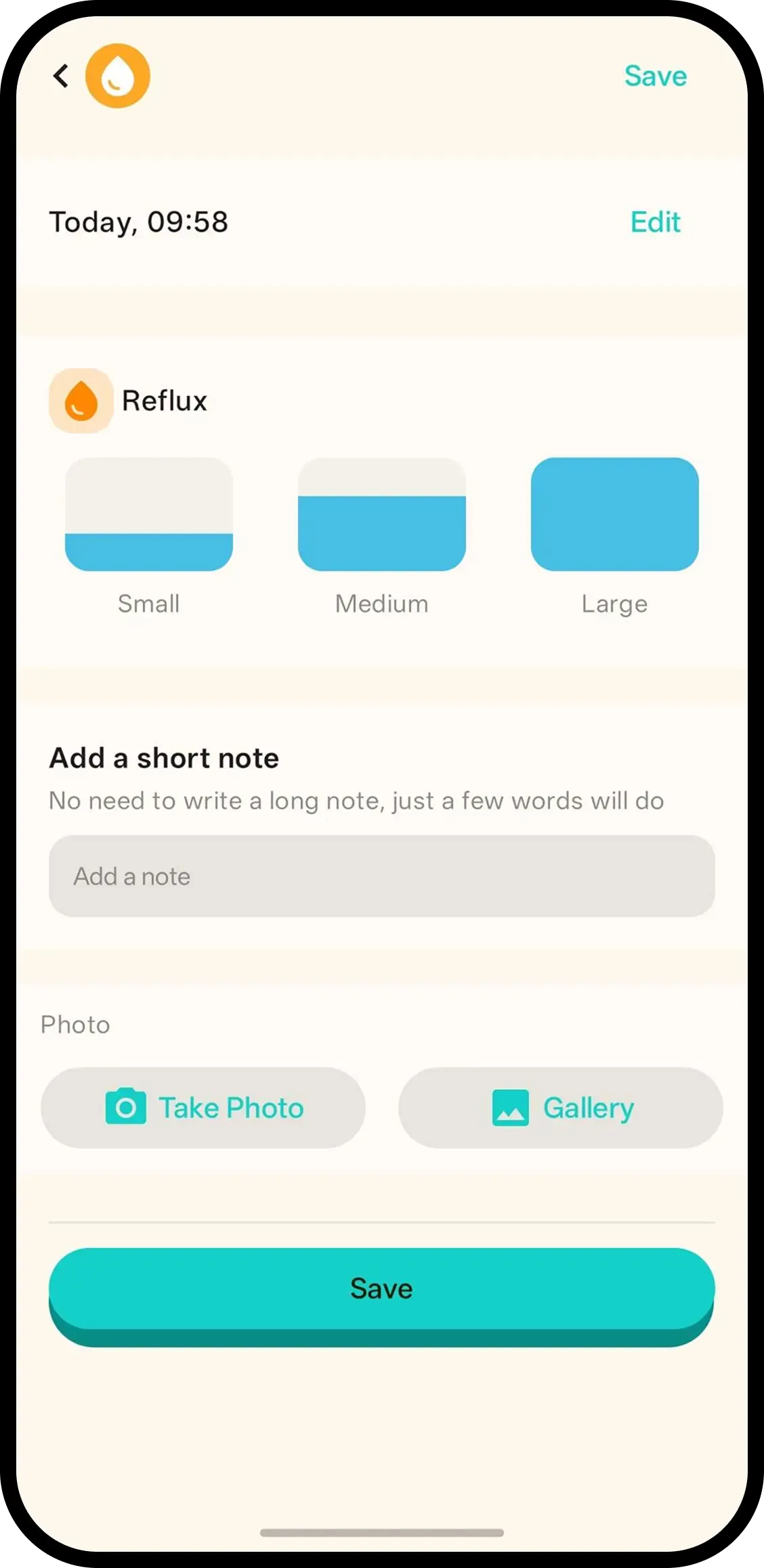 Reflux detail with the amount picker