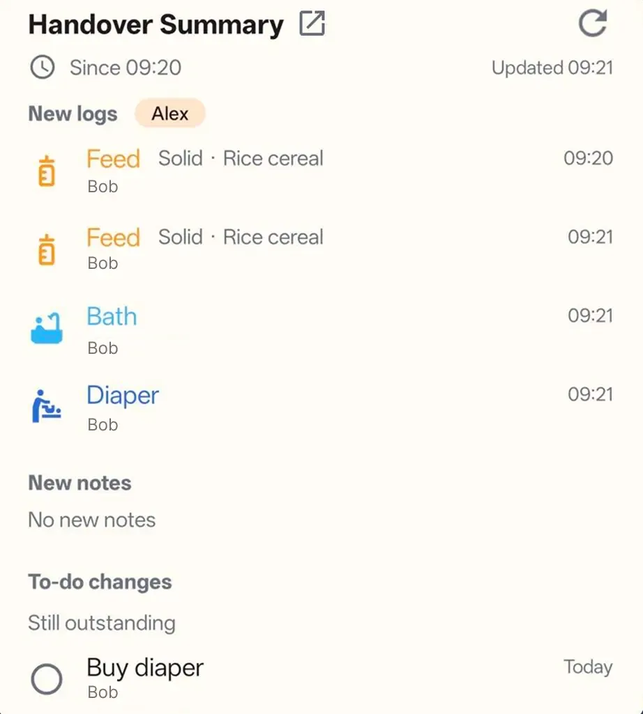 Handover widget in large size