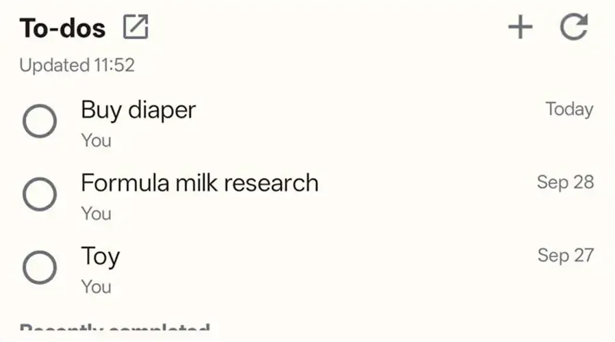 Todo widget with pending to-dos